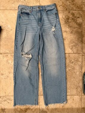 Old Navy Light Blue Distressed Women's Wide Leg Jeans